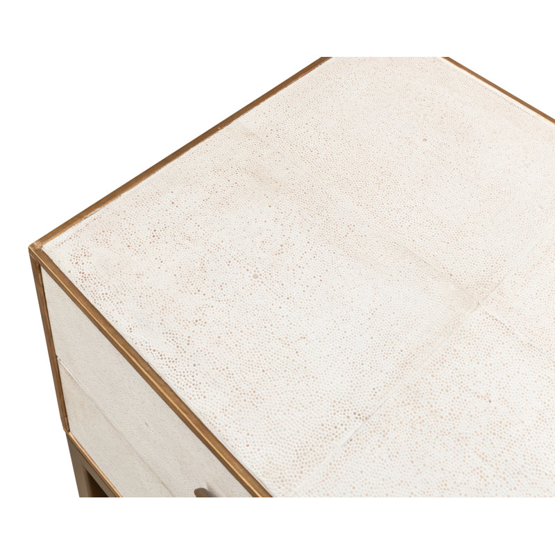 Shagreen 2 - Drawer Solid Wood Nightstand, Osprey White