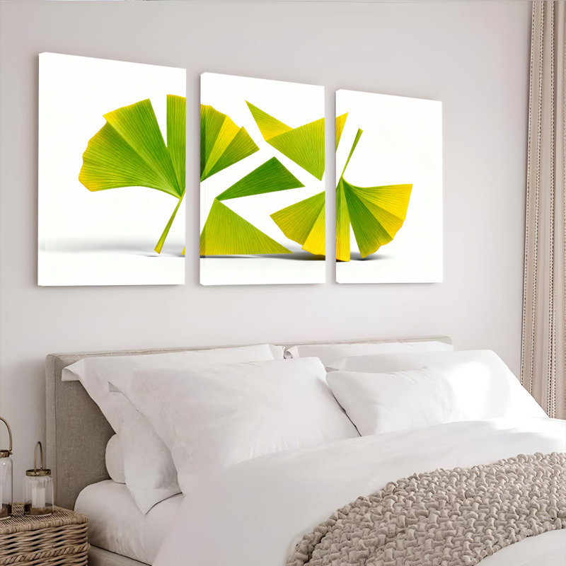 Feuilles de palmier tropicales, art mural sur toile abstraite, impression de nature moderne (ensemble de 3)