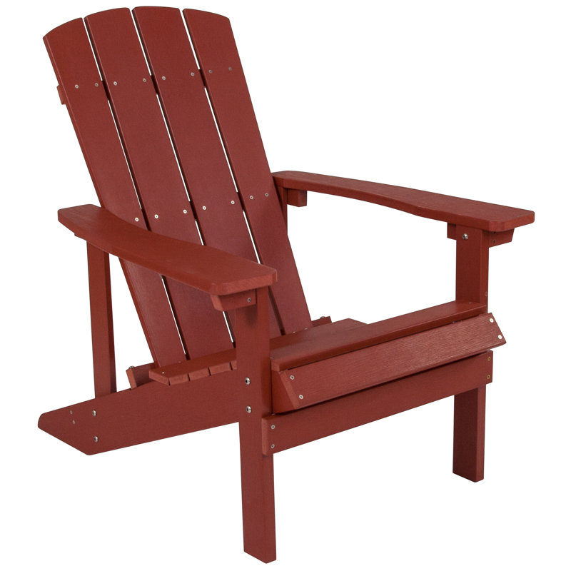 Commercial All-Weather Adirondack Chair in Faux Wood, Red