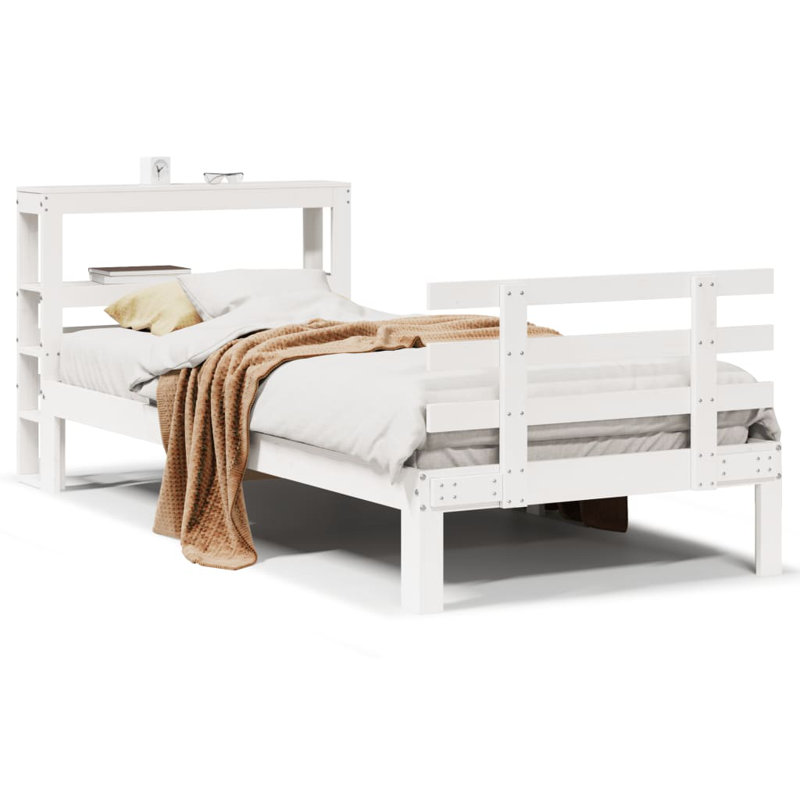 Bed Frame With Headboard Without Mattress, Small Single (2'6), White
