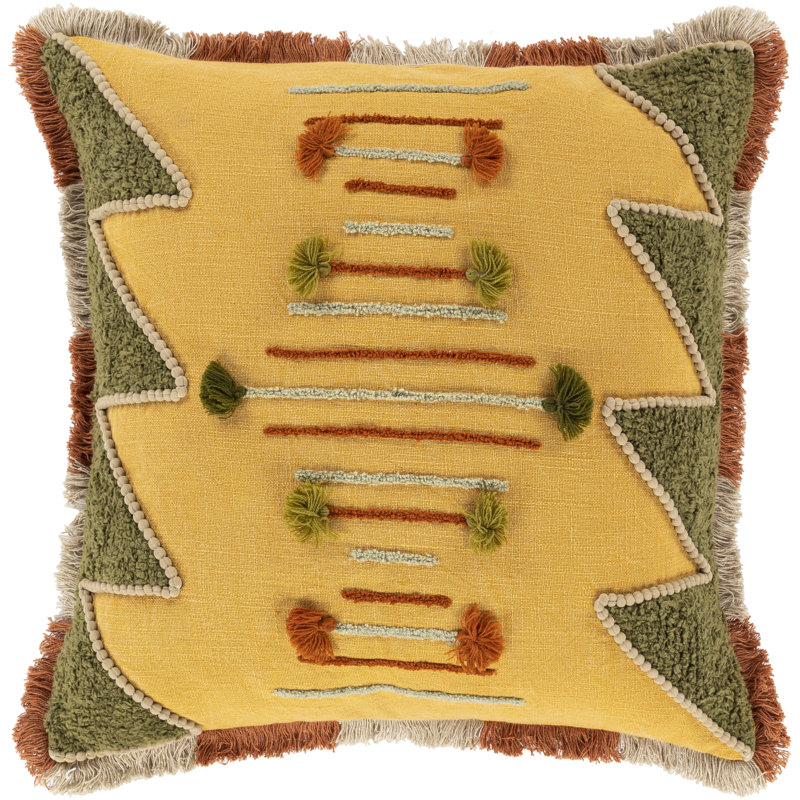 Housse de coussin carré en coton, 18 po x 18 po