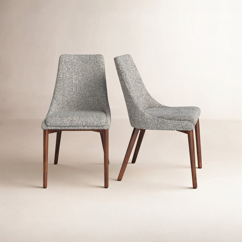 Clapton 18'' H Upholstered Walnut Side Chair, Mineral Polyester Blend