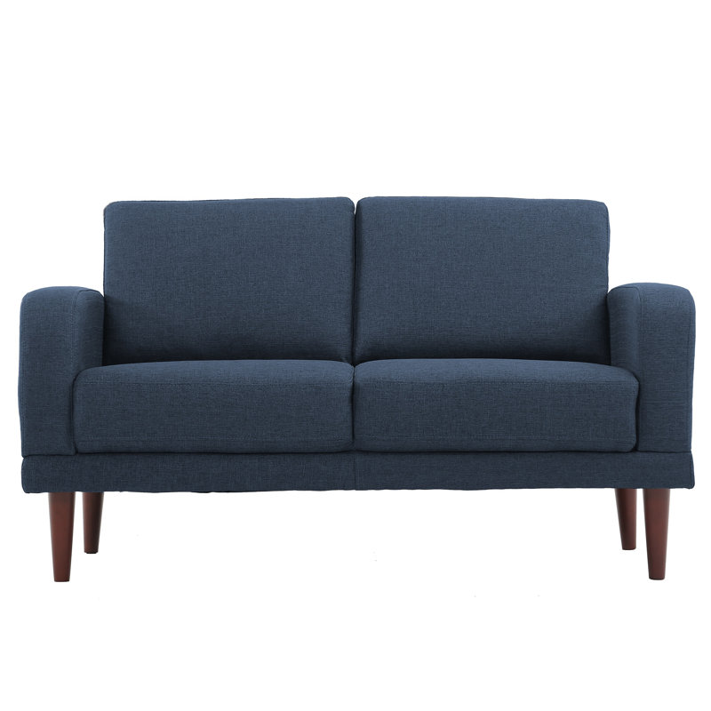 Causeuse à accoudoirs carrés en lin 51,6 po, Bleu épinette