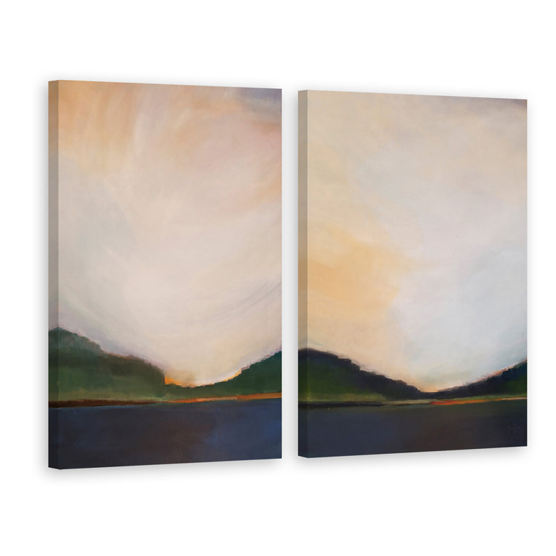 « coucher de soleil », ensemble de 2 reproductions de peintures à l’aquarelle sur toile, H 60 po x l 40 po x L 1,5 po