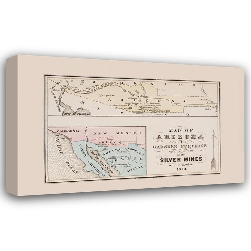 Red Barrel Studio® Roskruge Gallery Wrapped Canvas Art Titled: Arizona Gadsden Purchase Silver Mines, 32" H x 48" W