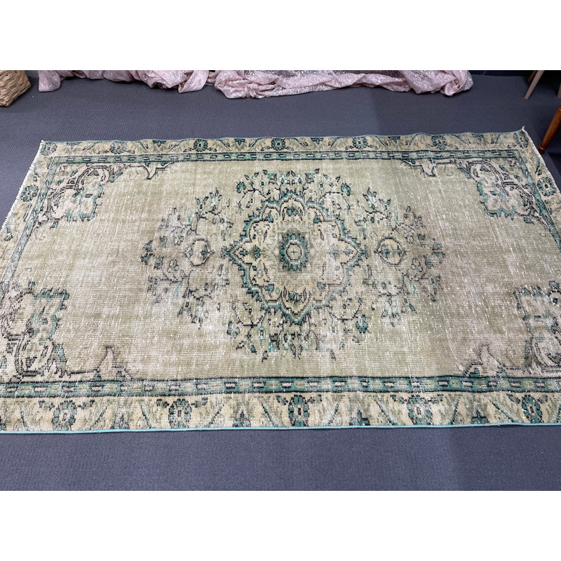 Tapis rétro vert patchwork de 53,1 x 89 pouces