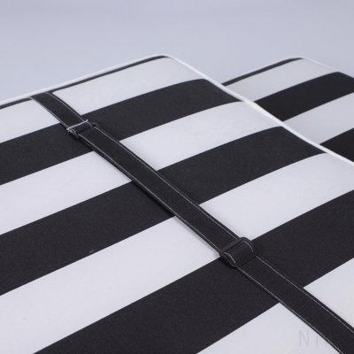 2pcs Outdoor Lounge Chair Cushion Replacement Patio Funiture Seat Cushion Chaise Lounge Cushion-Black/White Stripe