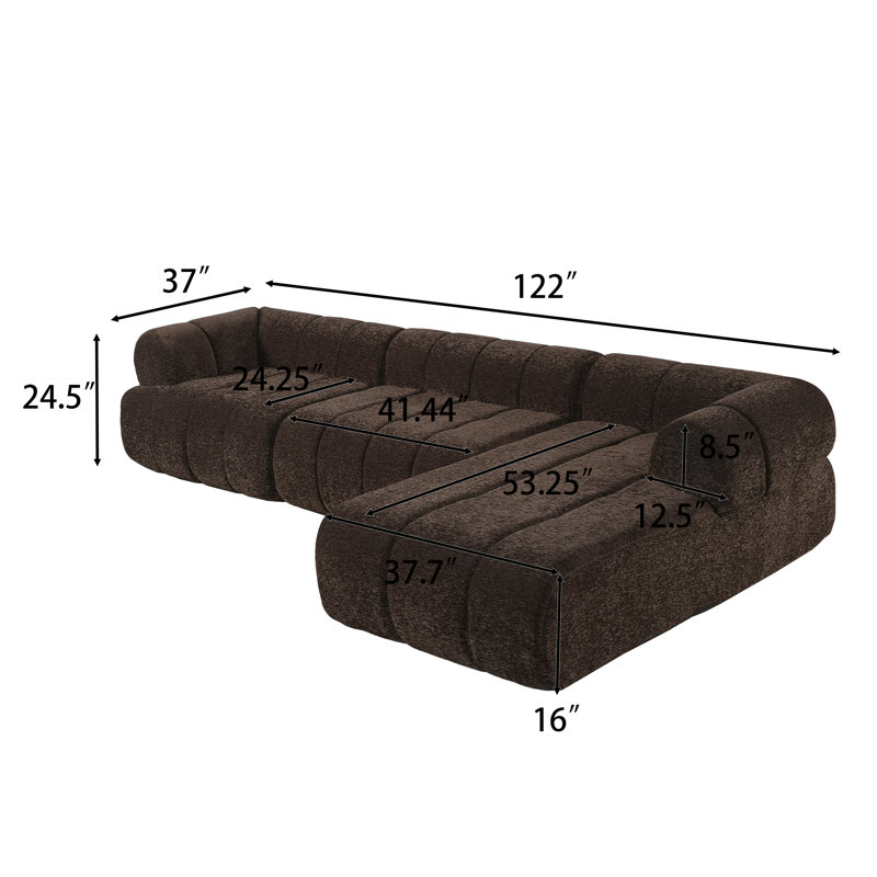 Canapé modulaire compressé Monroe, Marron foncé