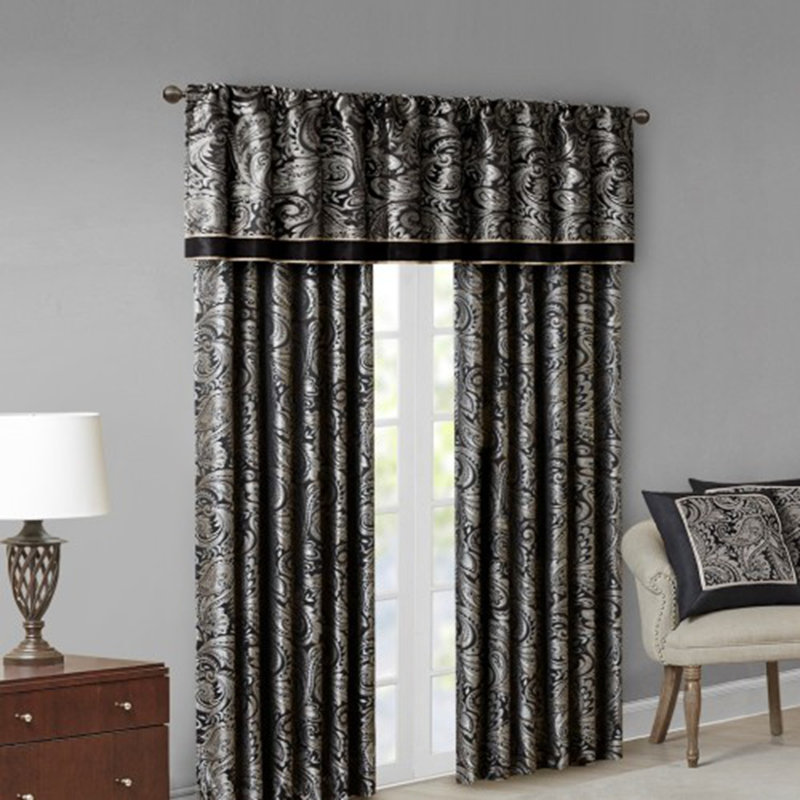 Cantonnière jacquard 50 x 18 po, Noir