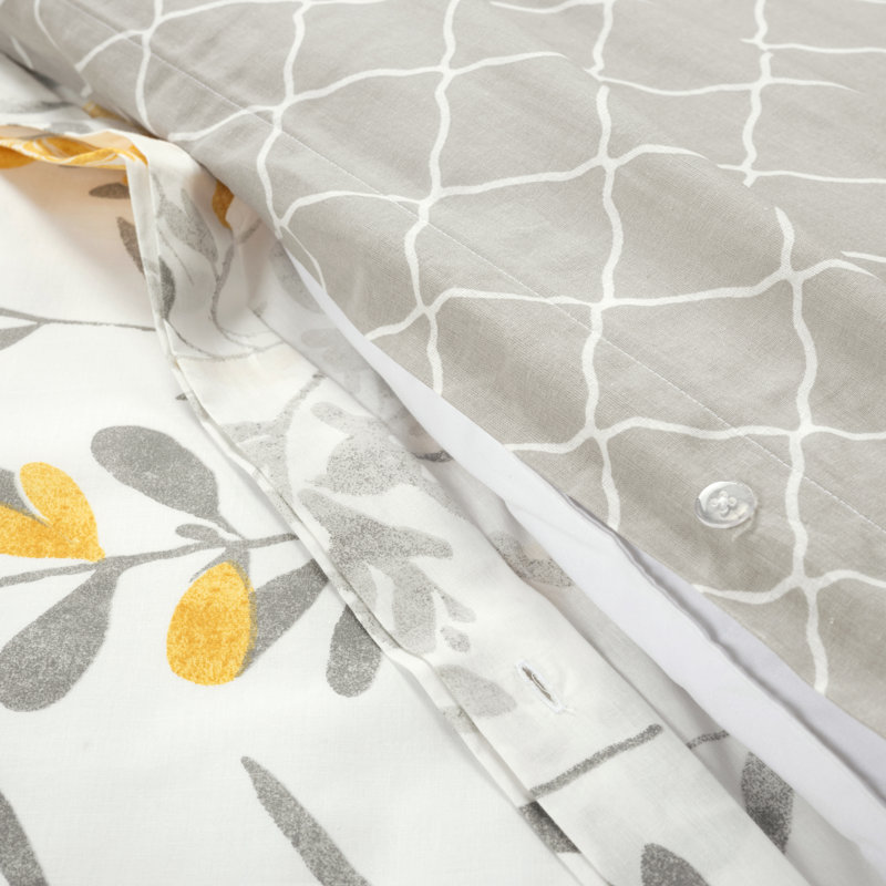 Ensemble de housse de couette réversible en coton Lush Decor, Housse de couette grand et 2 taies décoratives