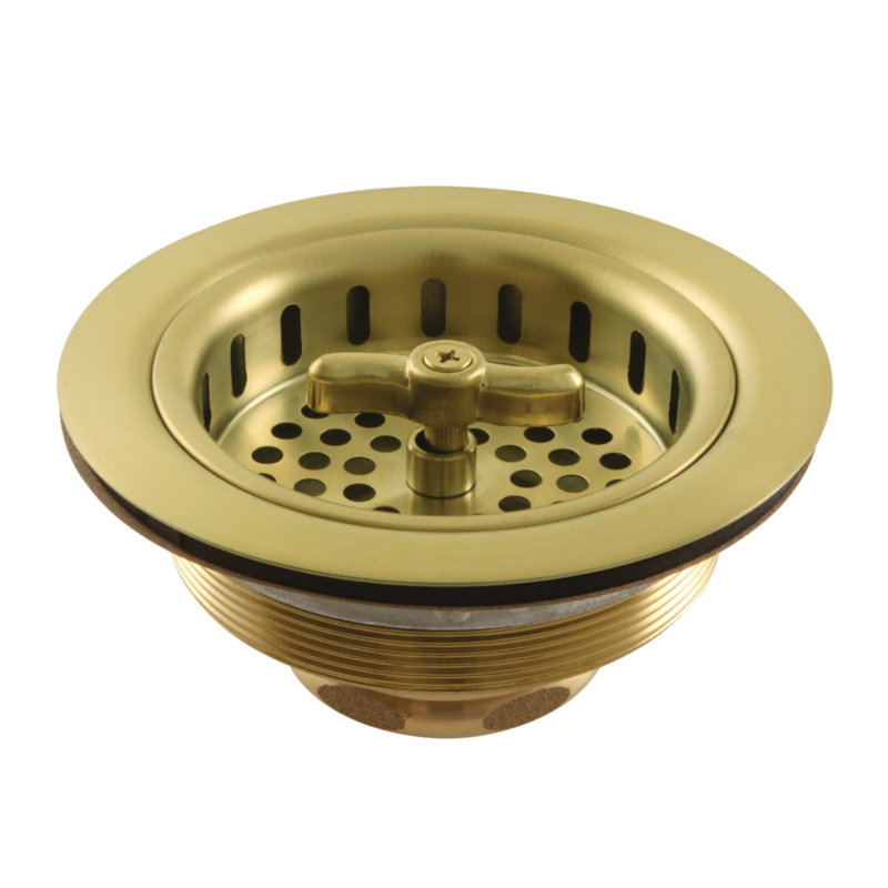 Kingston Brass Tacoma 3-1/2 Inch Kitchen Sink Basket Strainer Only, Brushed Brass