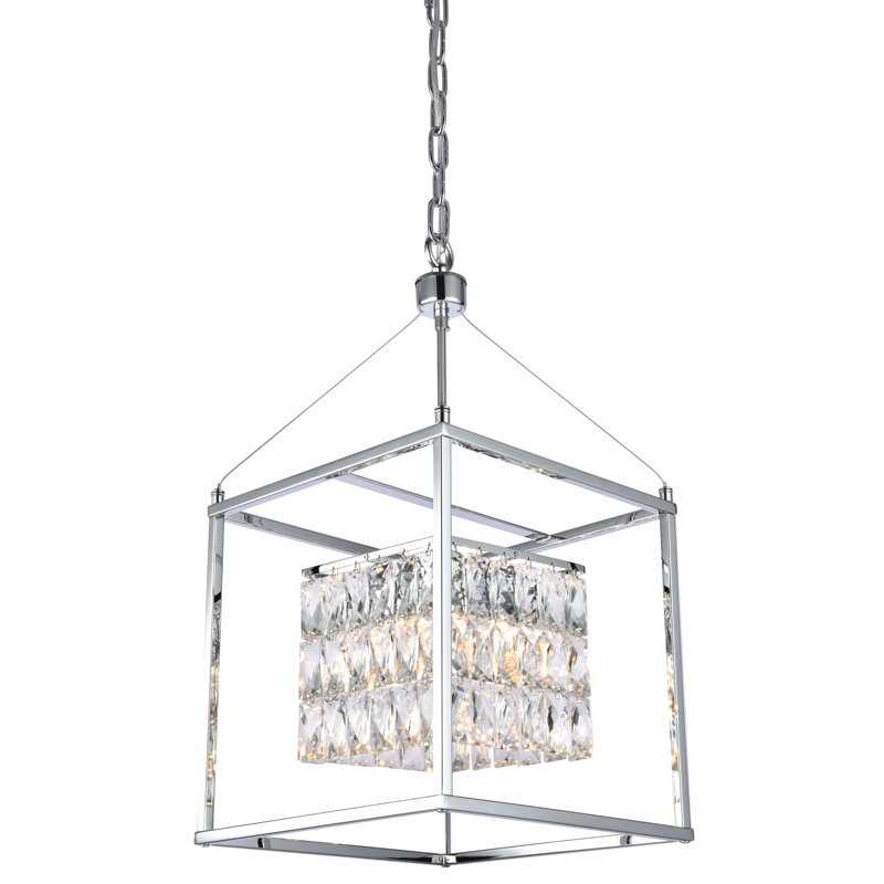 Luminaire suspendu carré simple à 4 lumières Briscoe, H 13,5 po x l 12 po x p 12 po, Chrome