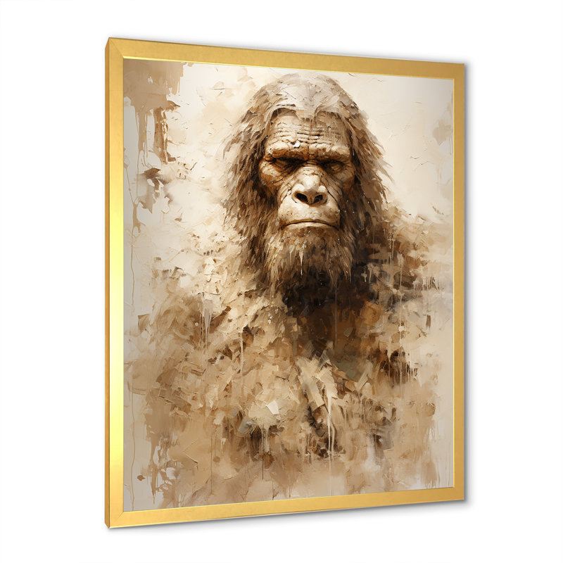 Portrait de Bigfoot IV sur toile, Cadre doré simple, H 40 po x l 30 po x P 1,5 po