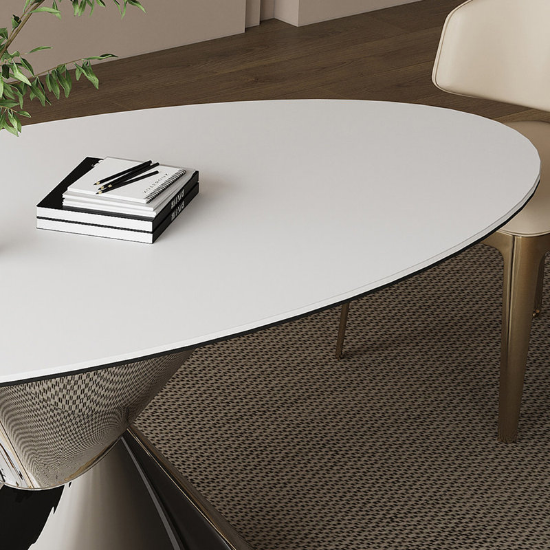 Table de salle à manger moderne et luxueuse haut de gamme, 29.52"H x 86.61"L x 39.37"W, Blanc