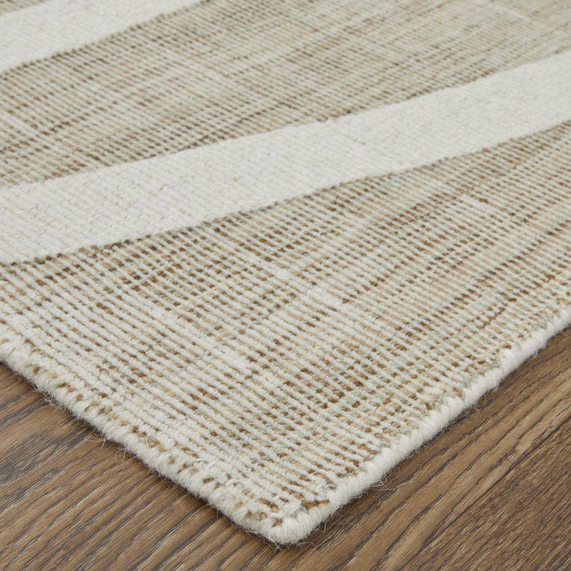 Peconic Modern Abstract, Tan/Ivory Area Rug, Rectangle 5' x 8'