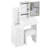 29.2" Small Size Left Bedside Cabinet Vanity Table + Cushioned Stool, 2 AC+2 USB Power Station, Hair Dryer Bracket