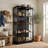 16 Pairs Shoe Storage Cabinet With LED Lights,Glass Door & Shelves