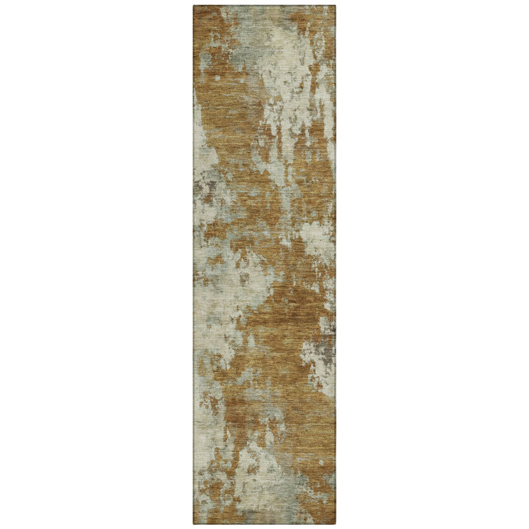 Machine Washable Indoor/Outdoor Xhevrie Terracotta Rug