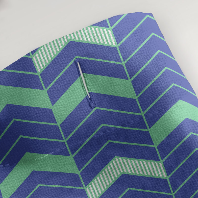 Rideau de douche simple à chevrons, Bleu / Vert