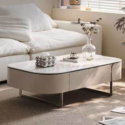 Cream style marble minimalist coffee table