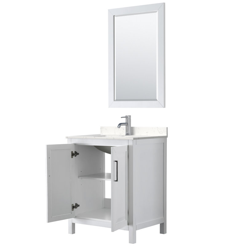 Daria 30'' W Single Vanity, White, Carrara Cultured Marble, Polished Chrome