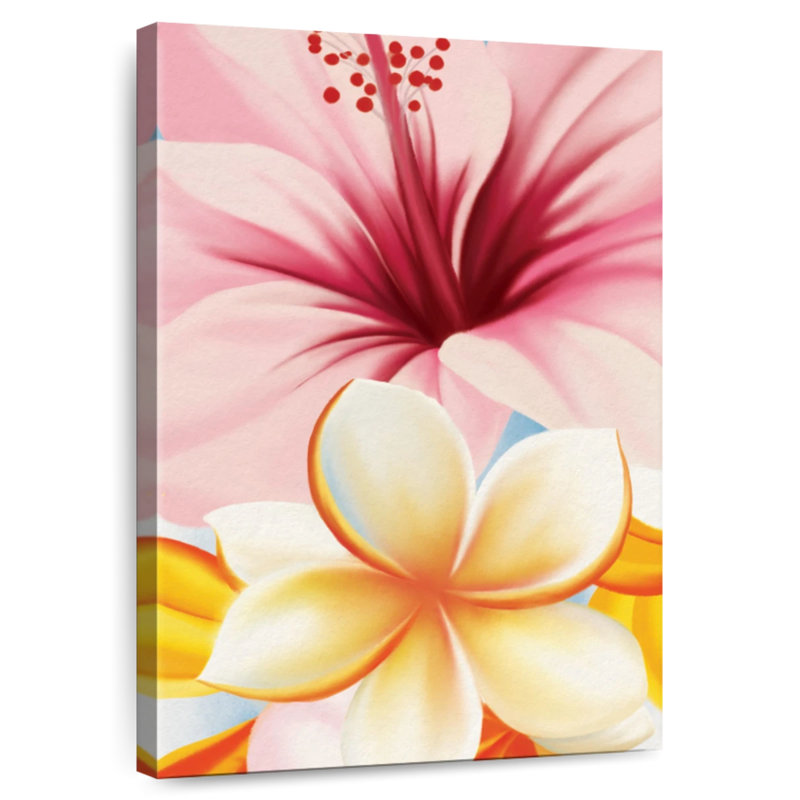 Hibiscus et fleurs de plumeria Harnek, H 39 po x l 26 po