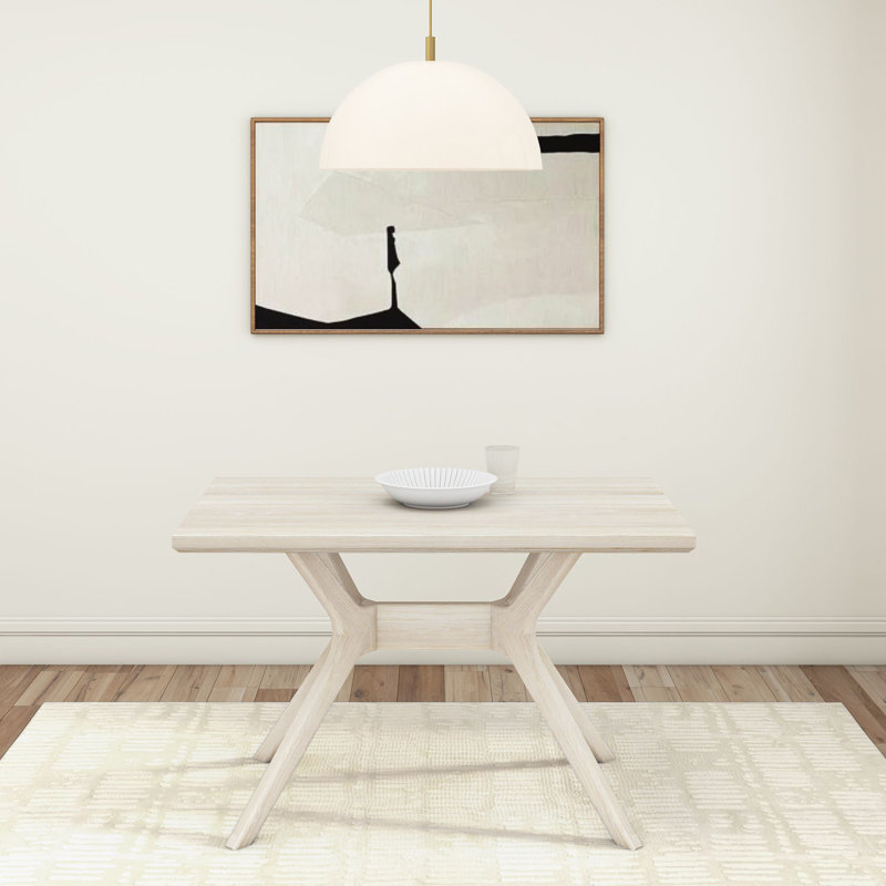 Muhsina Cross-Leg Dining Table, White Sand Wirebrush