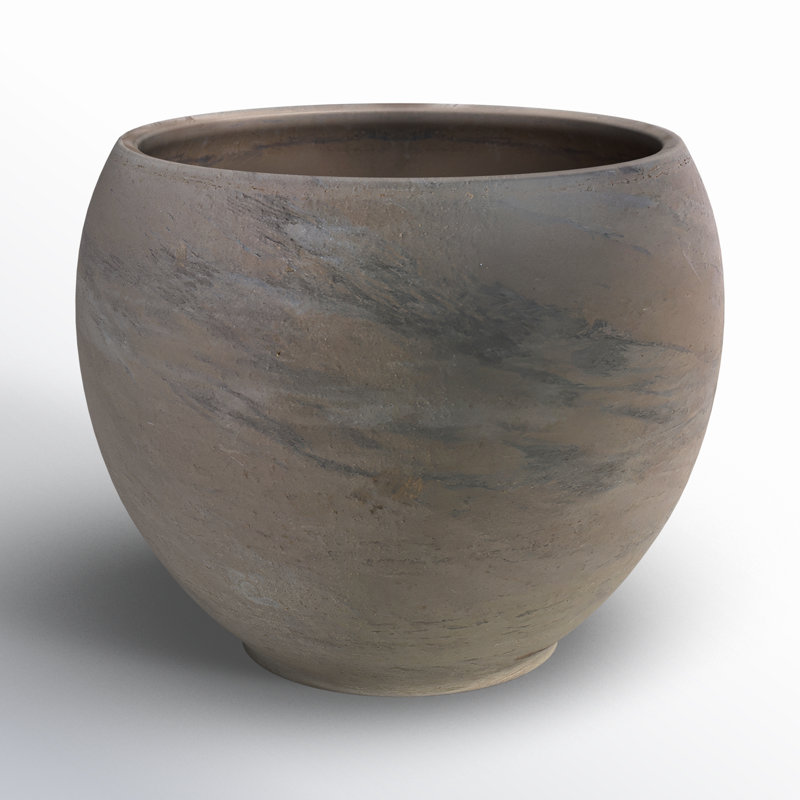 Handmade Ceramic Pot Planter, Gray, 6" H x 7.75" W x 7.75" D