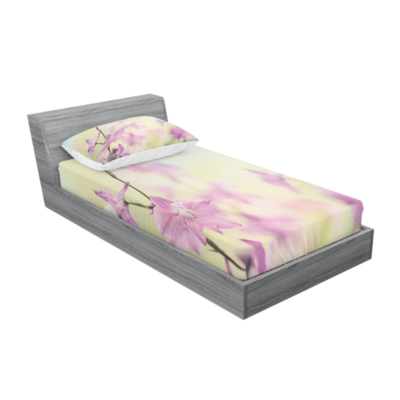 Ensemble de draps à motif floral Larkspur, Ensemble de draps pour lit simple TG avec drap-hou