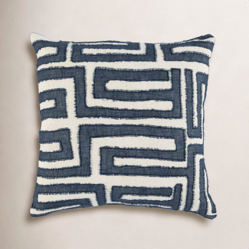 Housse de coussin et insert Beata, Bleu/Ivoire