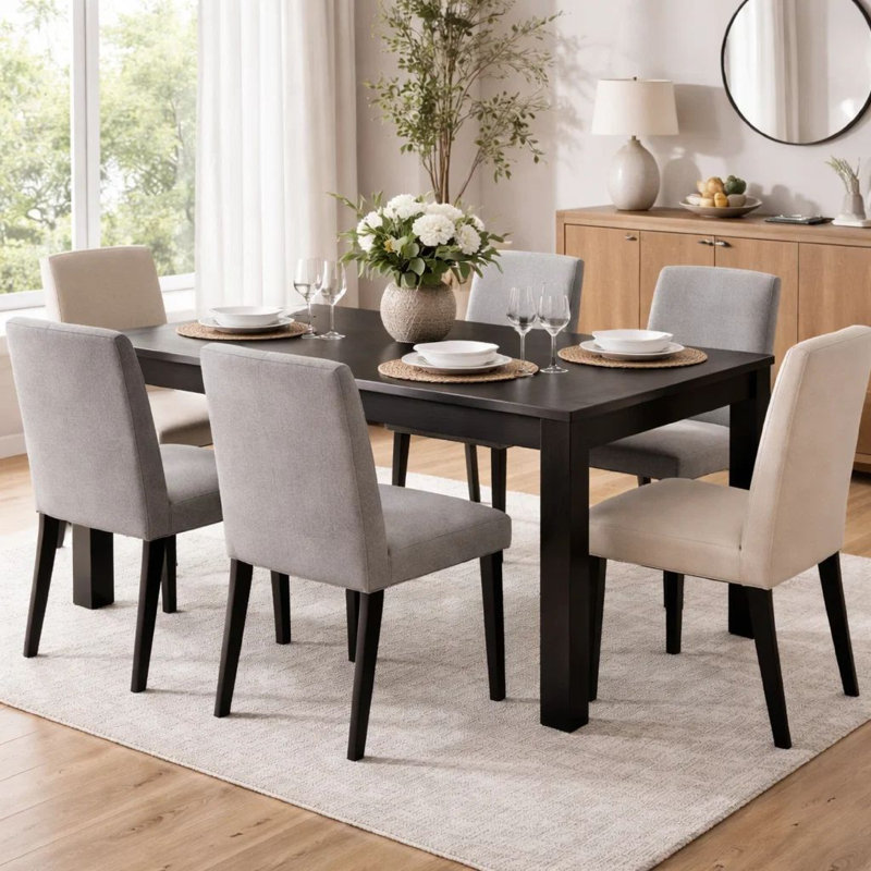 Renu Dining Table, 72 Inch, Antique Black Rectangular Solid Wood Top
