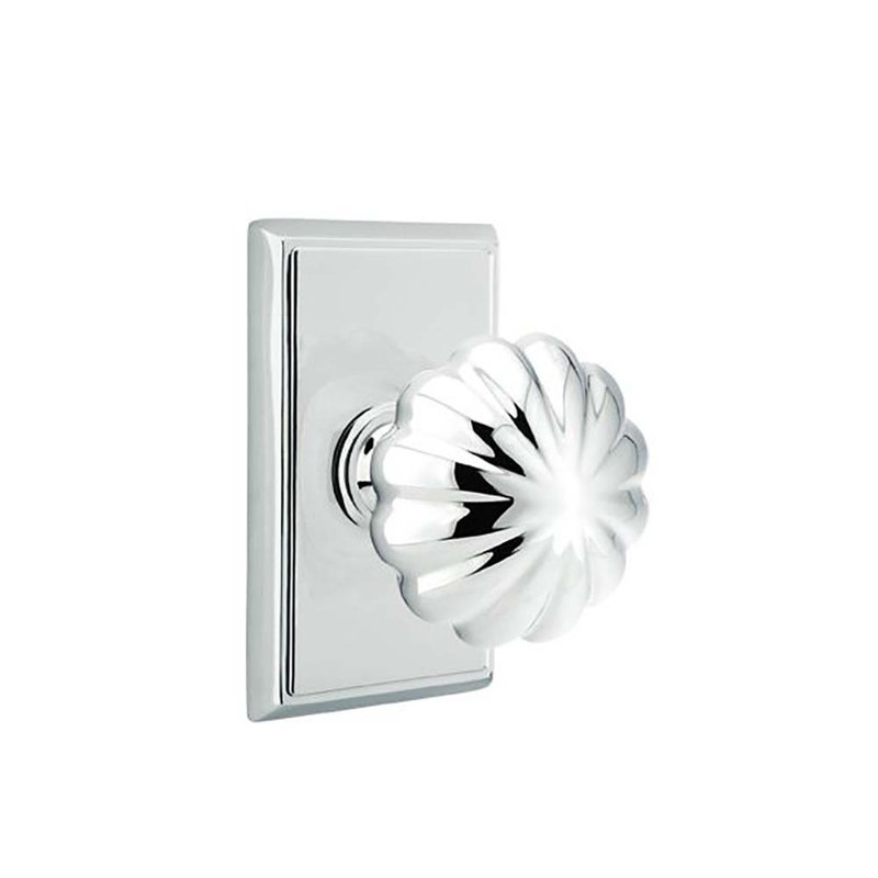 Ensemble de faux boutons Emtek avec rosette et bouton Melon, Chrome poli