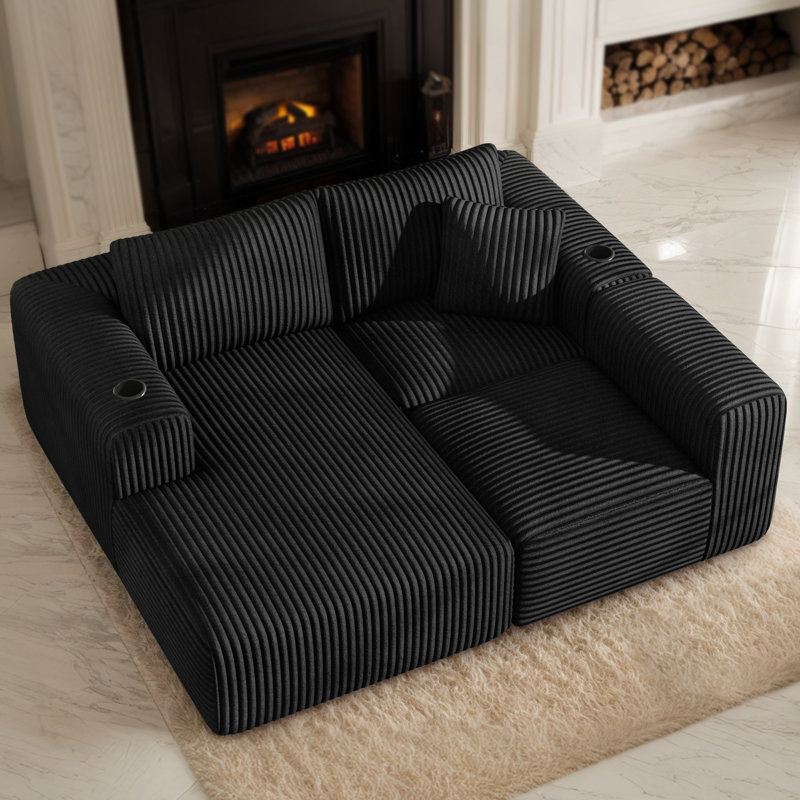 Canapé modulaire Boneless 108,2 po Cloud, Noir, Face à la gauche