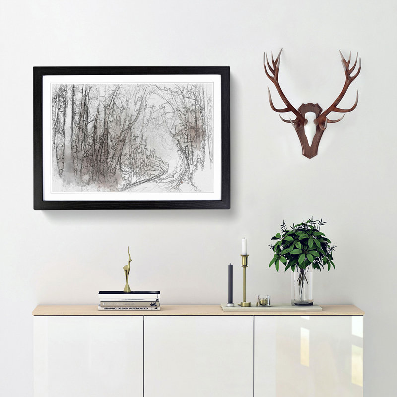 Woodland Road in Abstract - Picture Frame Graphic Art Print, 40cm H x 60cm W x 2cm D, Black