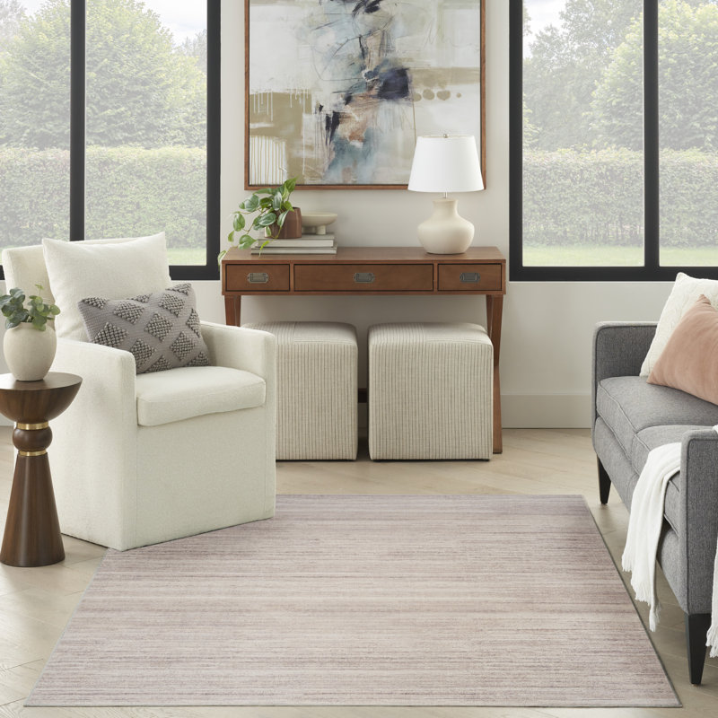 Ivanas Machine Washable Cotton Area Rug in Ivory, Rectangle 4' x 6'