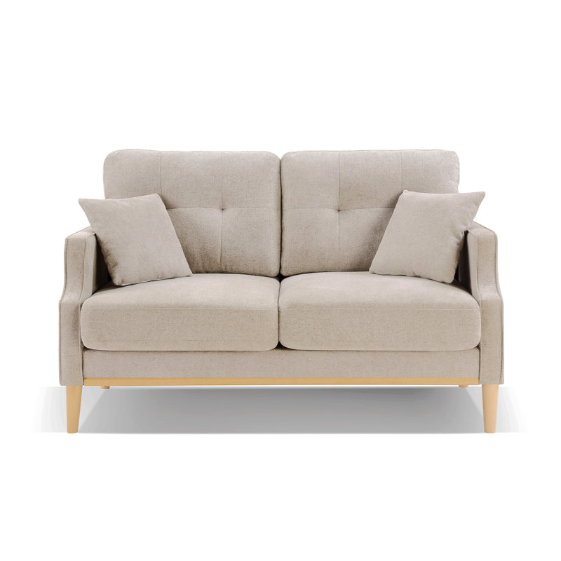 Canapé 2 places Living Space, causeuse avec tissu imperméable, charge USB, Crème