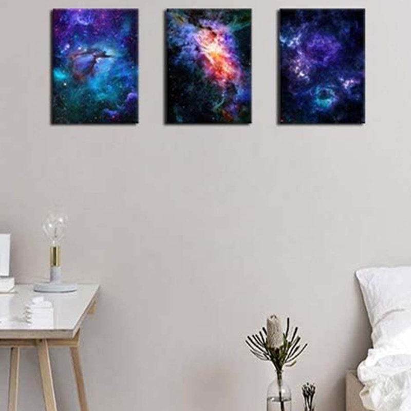 Wall Art Outer Space Pictures Fantastic Starry Painting Artwork Galaxy Nebula Canvas Prints For Bedroom Bathroom.