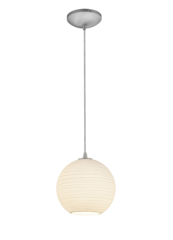 Pendentif globe à 1 lumière Weber, Corde, Acier brossé, H 54 po x l 8 po x P 8 po