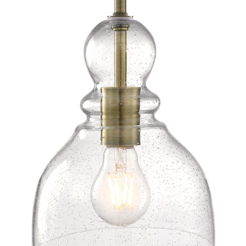 Luminaire suspendu en forme de cloche à 1 lumière Lomita, Laiton antique, H 8,5 po x l 7 po x P 7 po, Oui