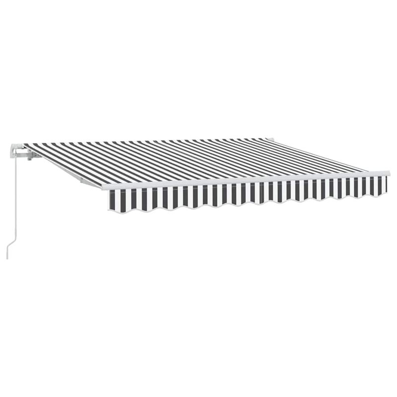 Brayden Studio 200cm D Retractable Door / Window Awning, Black/White/White, 350 cm W x 200 cm D