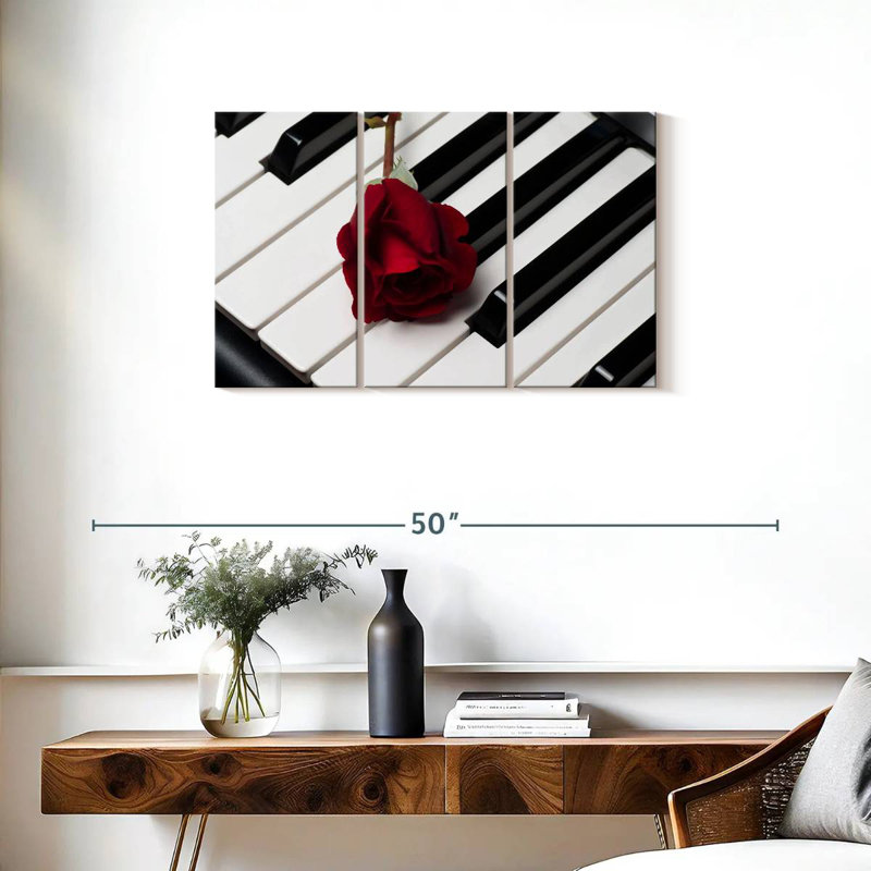 Harnek, touches de piano et rose, H 20 po x l 33 po