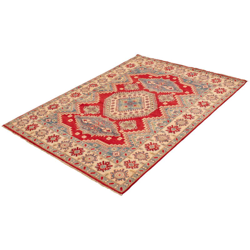 Rabiaa One-of-a-Kind 6'9" X 9'7" New Age Wool Area Rug in Red