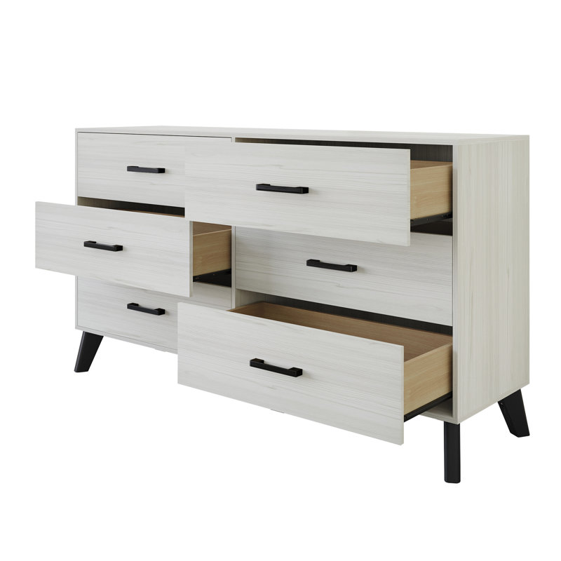 Jeweldine 6 Drawer 52.56" W Double Dresser, Light Gray