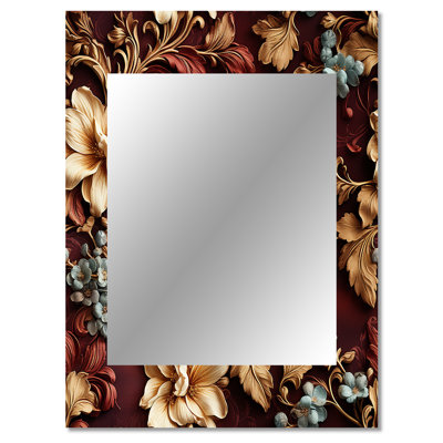 Rustic Brocade Elegance Victorian Pattern - Floral Wall Mirror, Floral Decorative Mirror, Printed Metal Art
