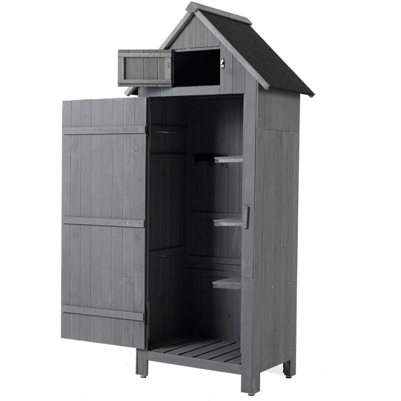 30.3"L X 21.3"W X 70.5"H Outdoor Storage Cabinet Tool Shed Wooden Garden Shed  Gray, 70.5" H x 30.3" W x 21.3" D, Dark Gray