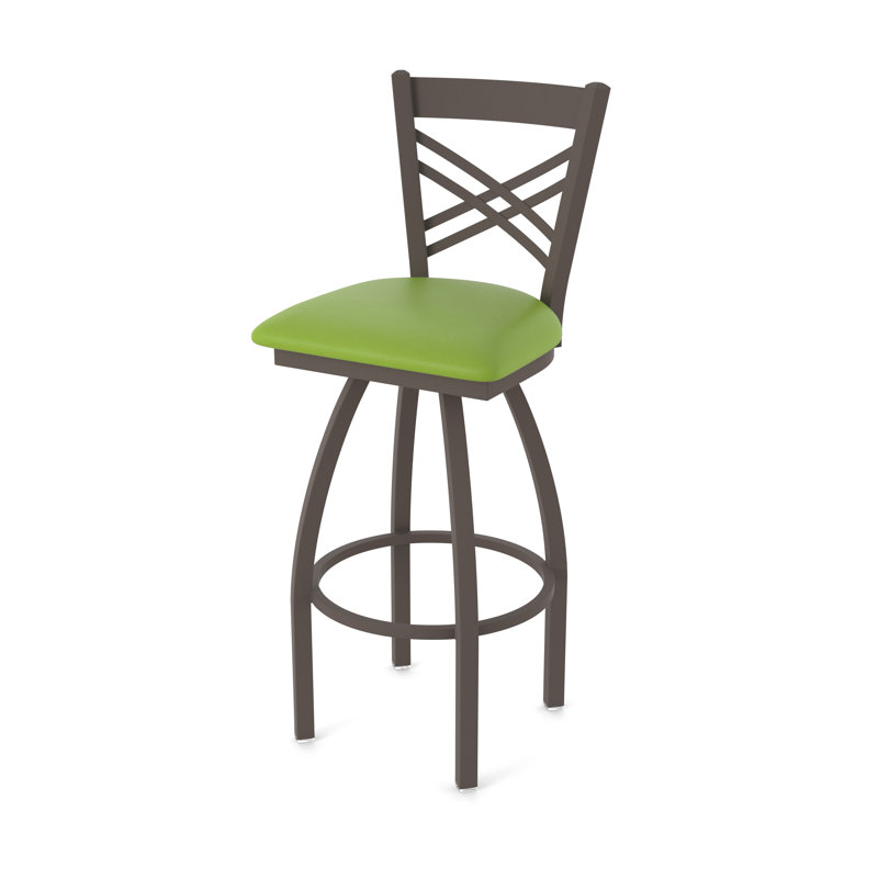 820 Catalina Swivel Stool, Bronze, Vinyl-Canter Kiwi Green, Counter Stool (25" Seat Height)