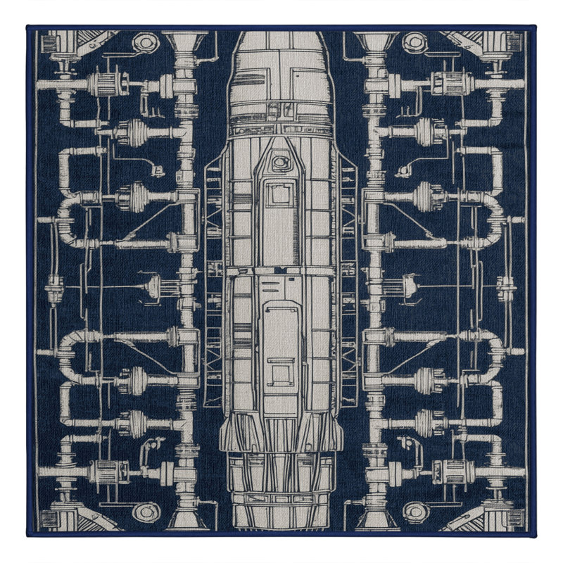 Tapis gris lavable à la machine, Carré 6 pi