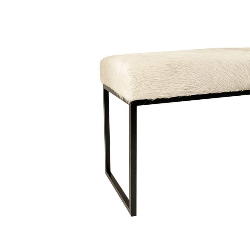 Upholstered Cowhide Bench, 19" H x 48" W x 12" D