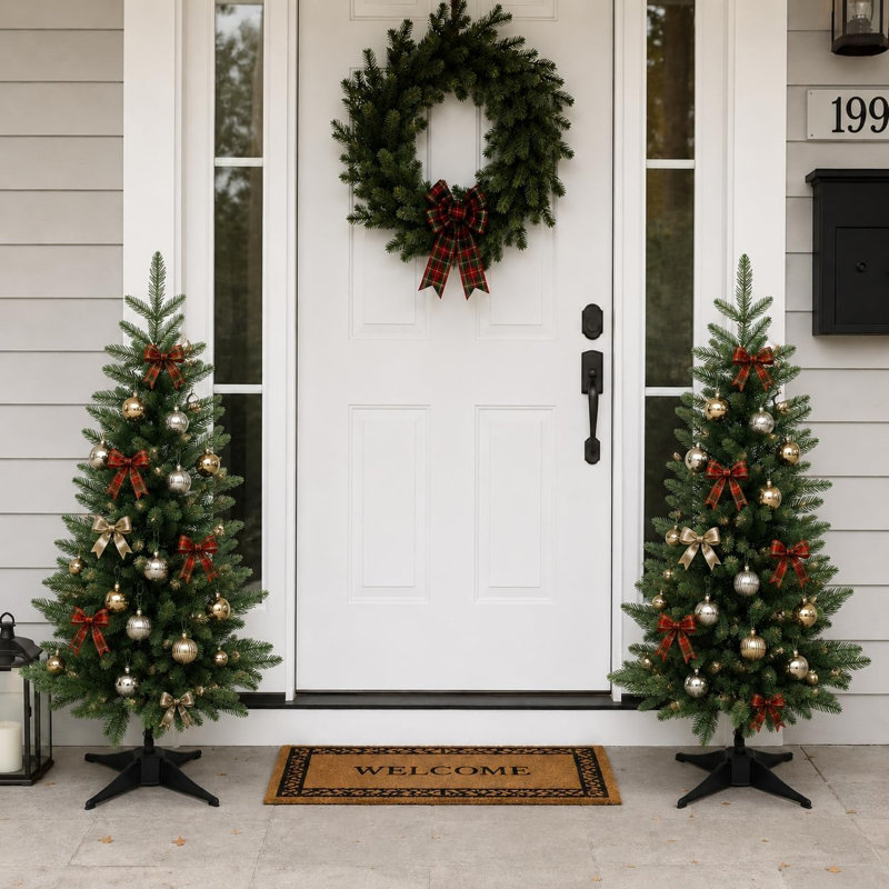 Sapin de Noël artificiel de 90 cm, mini sapin réaliste en polyéthylène avec feuillage vert naturel, sapin de Noël compact pour la maison, le bureau et la décoration de table