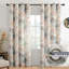 Coral & Natural Linen-Style Grommet Curtains 84" - 2 Panels Light Filtering Cotton Window Drapes